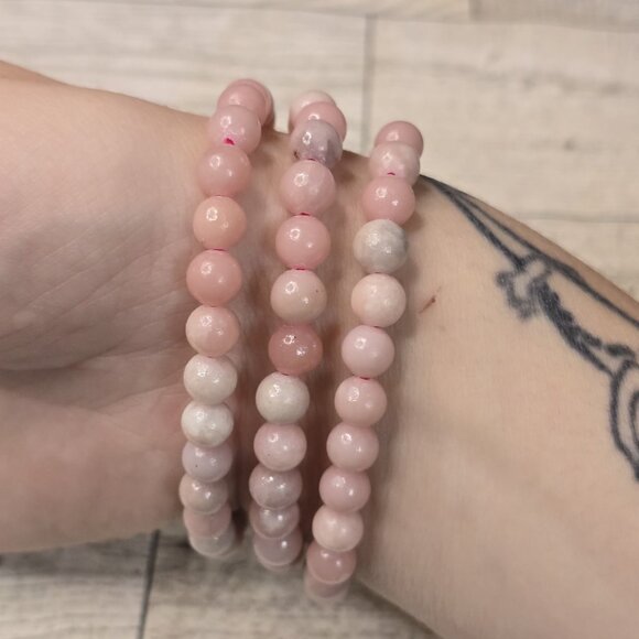 Pink Opal Crystal Beaded Bracelet - Picture 3 of 3